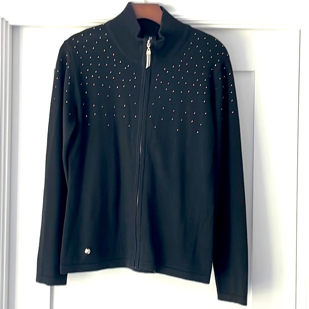 Daily Sports Women's Golf / Tennis Zippered Cardigan Sweater - Black, Size S